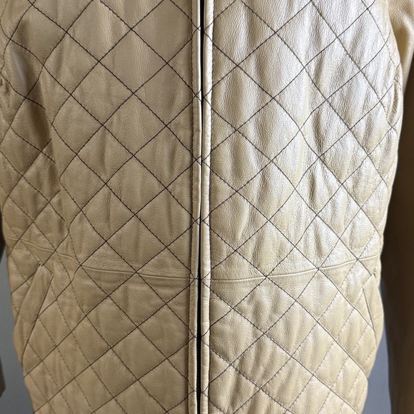 Pamela McCoy Collections Quilted Tan Leather Jacket Coat Sz 1X - Picture 3 of 15
